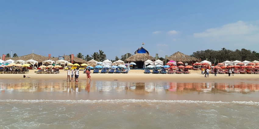 An image of Calangute Beach which is one of the beautiful beaches in North Goa, India.