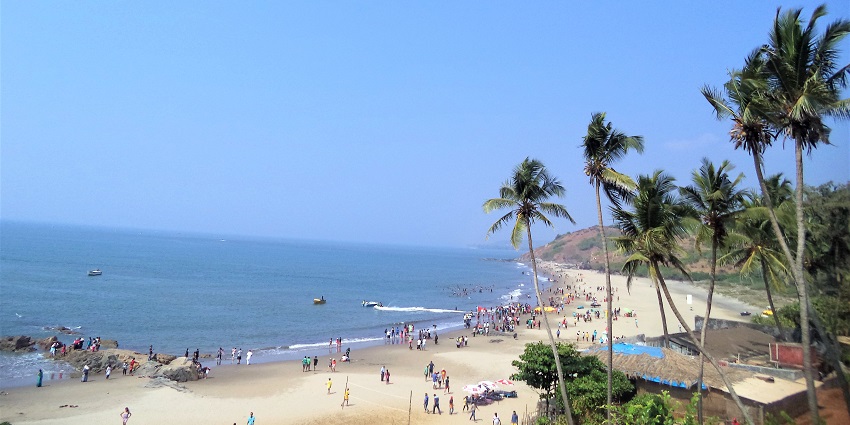 A view from the top of Calangute Beach, which is one of the most beautiful beaches in Goa