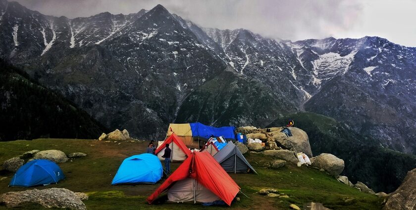 A base camp organised by the Youth Hostels Association of India in Kasol.