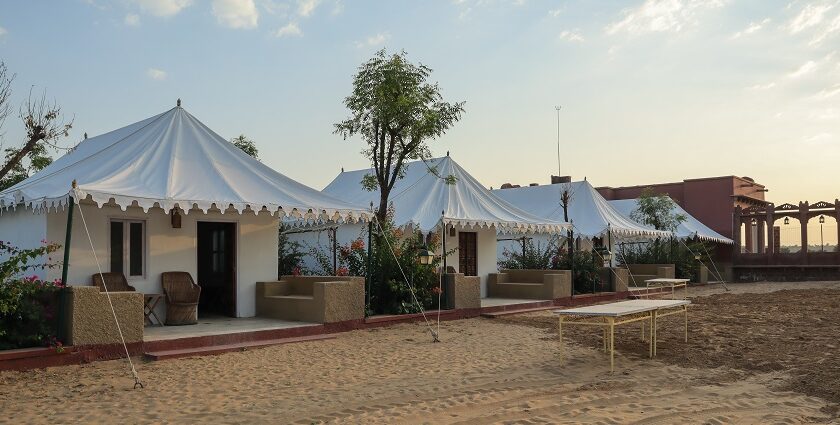 Camping in Jaipur features steep climbs and the Harshnath Temple summit.