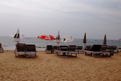 Panoramic snapshot of the beautiful Candolim Beach which is the best place to visit in Candolim