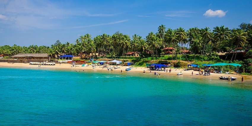 Candolim Beach is among the top 5 beaches in Goa that have golden sands and palm trees