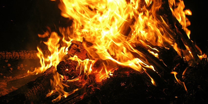 Bonfire for the celebration of Lohri that is celebrated annually with excitement and fun.