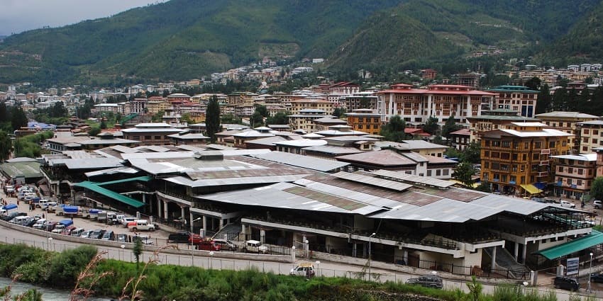 Thimphu Bazaar, a bustling market offering local goods and crafts.
