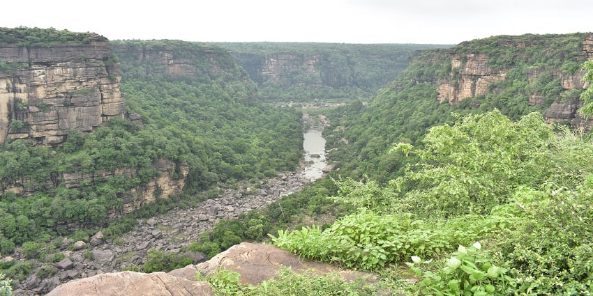 Chachai Falls in Rewa, biggest waterfalls in Madhya Pradesh, cascading down rugged cliffs