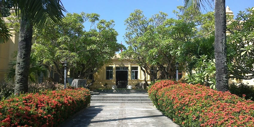 Historic artefacts displayed at the Museum of Cham Sculpture in Da Nang, Vietnam.