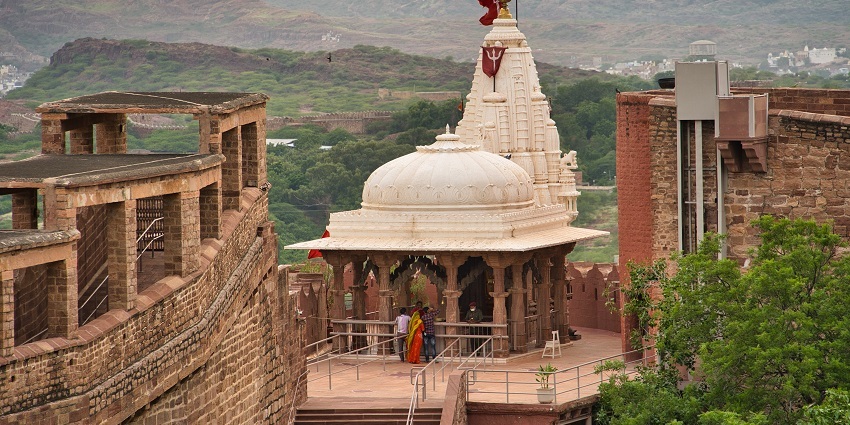 Chamunda Mata Temple at Mehrangarh Fort, Jodhpur, exuding sacred charm and elegance.