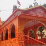 View of the entrance Chandi temple, with the stairs leading inside the temple building