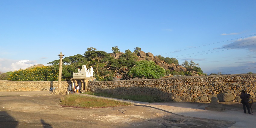 Panoramic view from Chandragiri Hills with a backdrop of the Himalayan range in the day.