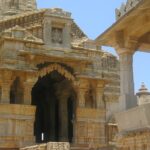 Full view of the main entrance to one of the Indian temples, similar to Chandrahasini Temple.