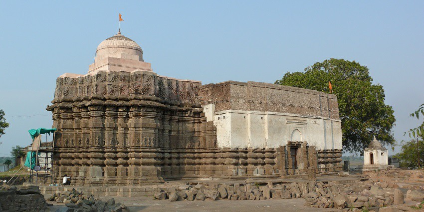 Changdev Temple showcasing ancient architecture near Purna River in Maharashtra.