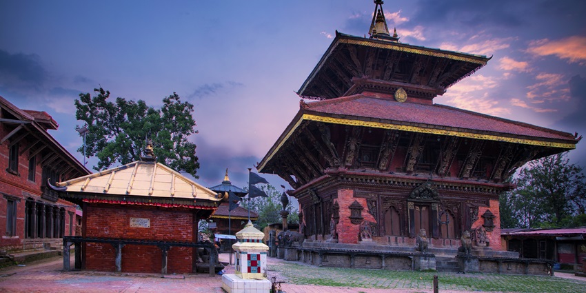 The Changunarayan Temple, one of the most beautiful temples in Nepal, showcasing carvings.