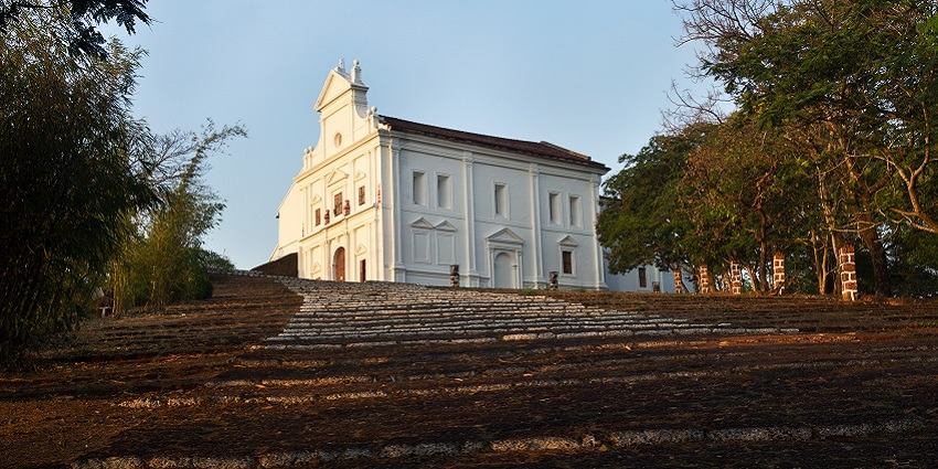 A view of the Chapel Of Our Lady Of The Mount, one of the top places to visit in Old Goa.