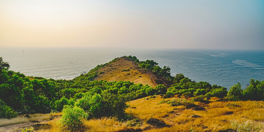 An image of Chapora Beach which is one of the famous beaches in North Goa, India.