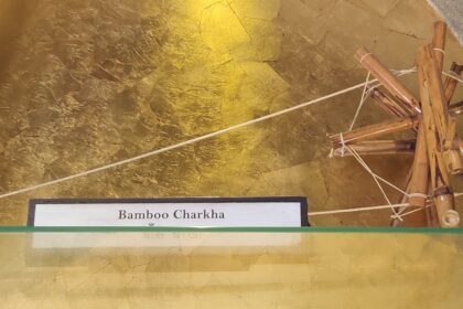 Snapshot of the bamboo Charkha in the Charkha Museum which is symbol of Freedom Movement.