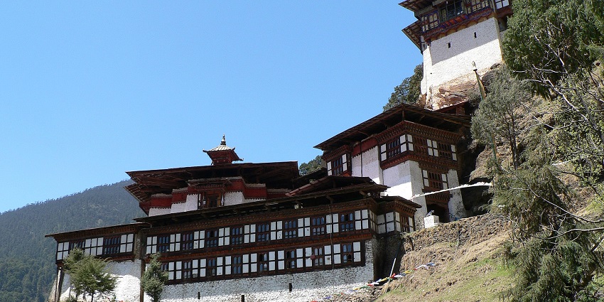 Cheri Goemba, a holy monastery in Bhutan, nestled in the hills near Thimphu.