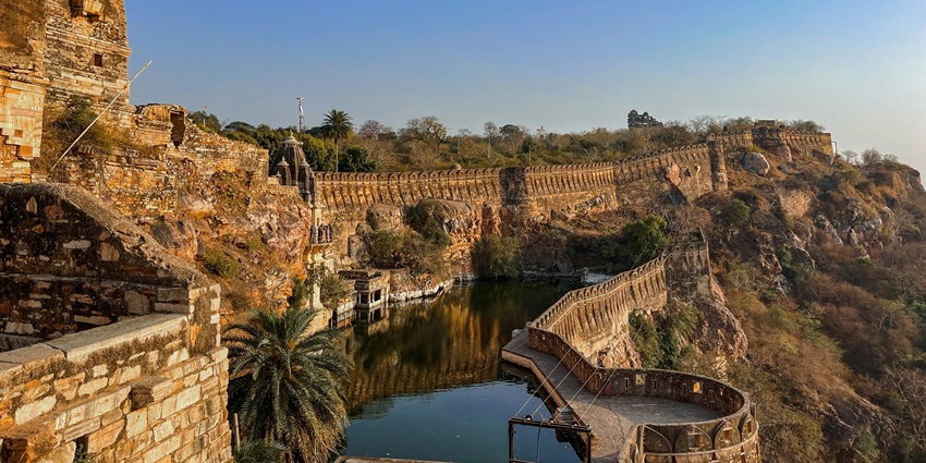 Chittorgarh Fort, UNESCO site, displays Rajasthan's historic palaces, temples, and towers