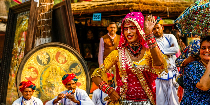 A cultural performance at Chokhi Dhani, offeirng a glimpse into the vibrant culture