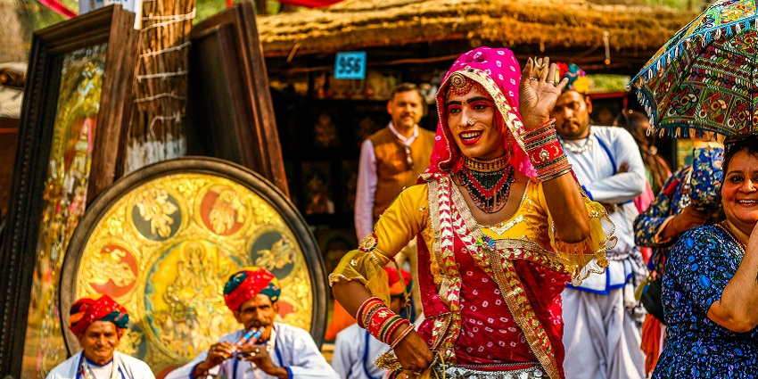 Traditional dance at Chokhi Dhani, one of the famous places to visit in Jaipur at night.