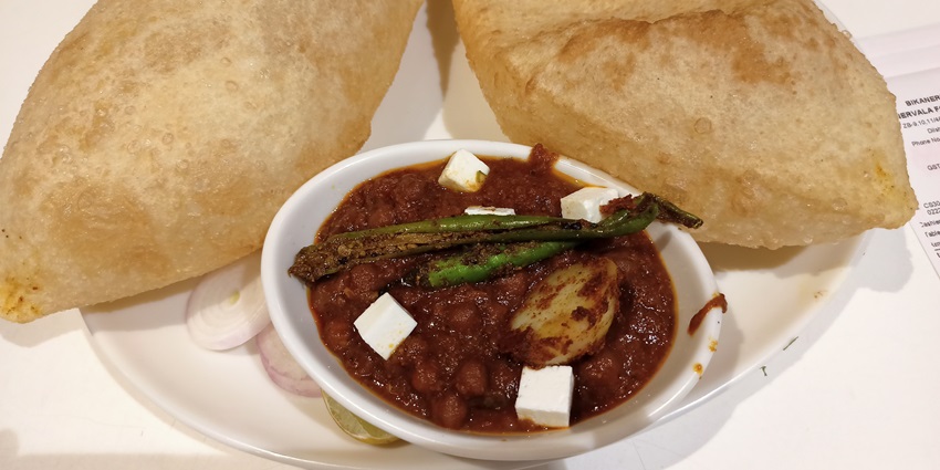 Snapshot of the freshly made Chole Bhature the most famous street food in Karol bagh