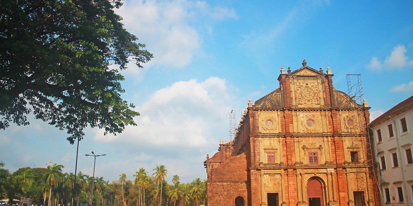 Panoramic view of the historic Old Goa church in the vicinity of Candolim