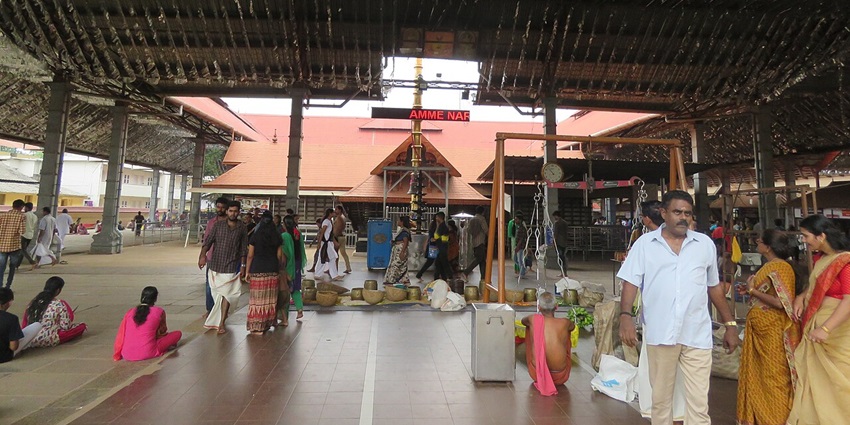 Wide view of Chottanikkara Bhagavathy Temple complex with surrounding greenery