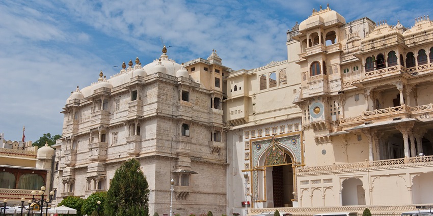 Elegant entrance to the City Palace Museum, one of the famous museums in Udaipur.