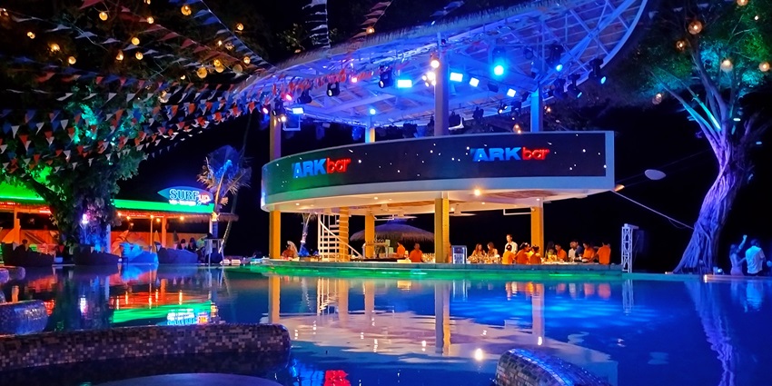 A picture of a nightclub in Goa For Russian New Year with a swimming pool and cosy ambience
