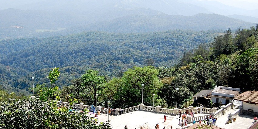 Panoramic Aerial view of the beautiful Coorg and its hills surrounded by the lush forest