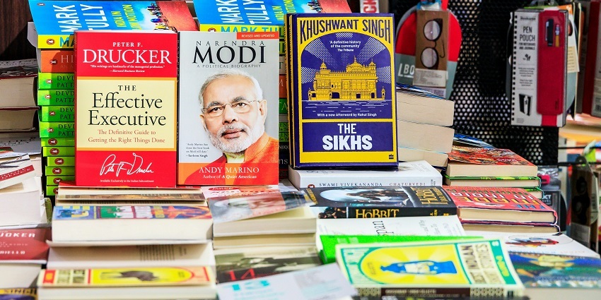 A glimpse of an array of books being sold at the famous Sunday Book Market of Daryaganj.