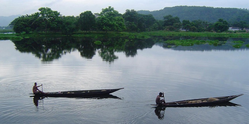 A beautiful view of sun settling at the Deepor Beel, a famous lower Assam picnic place.