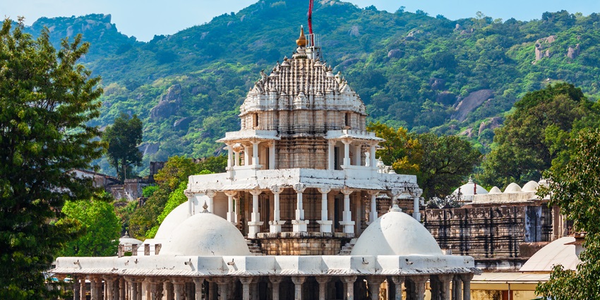 The Dilwara Jain Temples in Mount Abu, Rajasthan, showcasing intricate white marble carvings