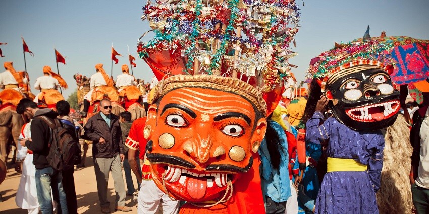 Desert Festivals in Rajasthan, Jaisalmer showcases camel races, folk performances, and culture