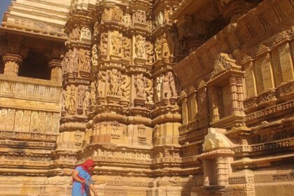 The landscape picture of Devi Jagdambi temple, one of the Devi Temples in Madhya Pradesh.