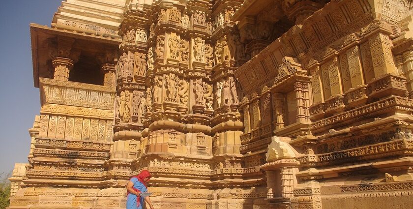 The landscape picture of Devi Jagdambi temple, one of the Devi Temples in Madhya Pradesh.