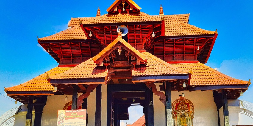 Panoramic snap of the beautiful temple with an alluring architecture and the scenic background