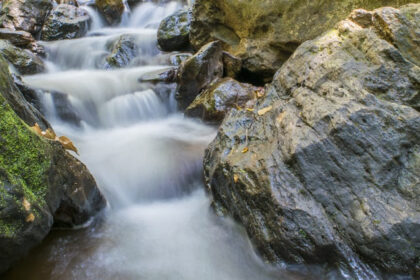 A picture of a waterfall in Andhra Pradesh slowly cascading down a hill