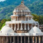 The intricate architecture of Dilwara Temple shows stunning marble craftsmanship.