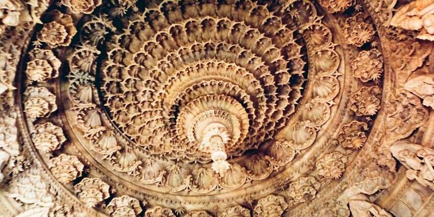 Marble carvings at the Dilwara Temples, among temples in Mount Abu, showcasing craftsmanship.