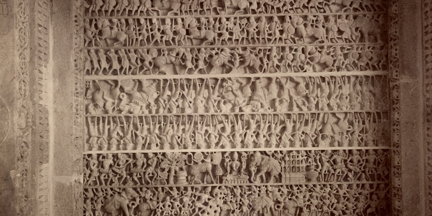 Close-up of the elaborately carved marble ceiling in the Dilwara Temple, one of the top tourist destinations near Mount Abu.