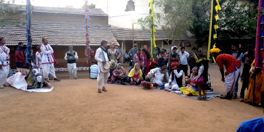 Shilpgram in Udaipur, a vibrant village celebrating traditional Rajasthani crafts.