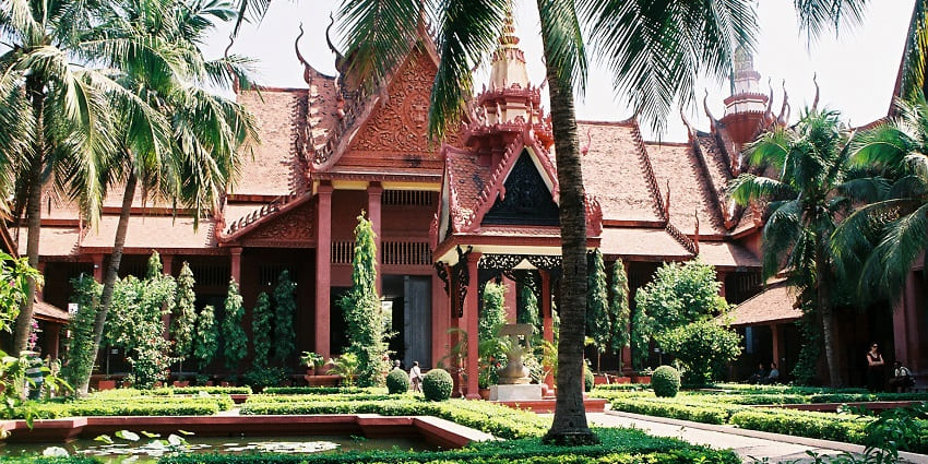 Relax in the tranquil gardens of the National Museum of Cambodia in Phnom Penh while on your trip