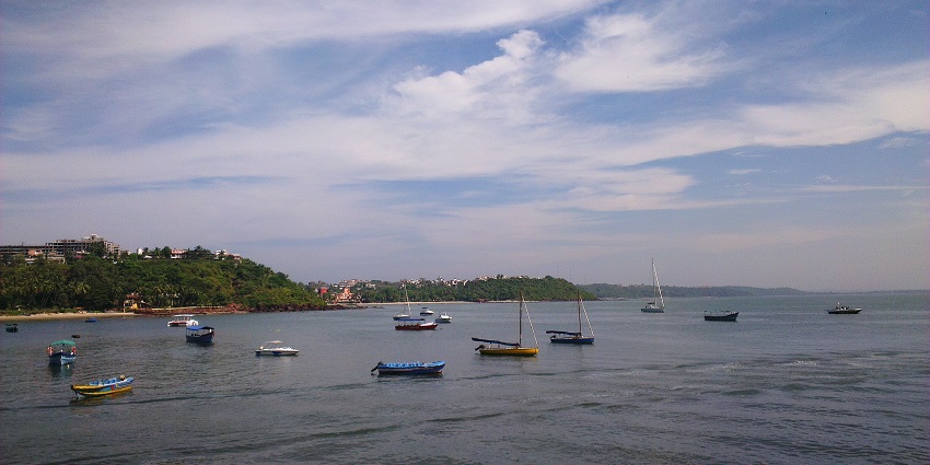 Dona Paula Bay is a tourist attraction in Goa with banana boat rides and parasailing