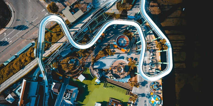 A bird's eye view of the Dream Land Water Park, one of the best water parks in Ranchi.