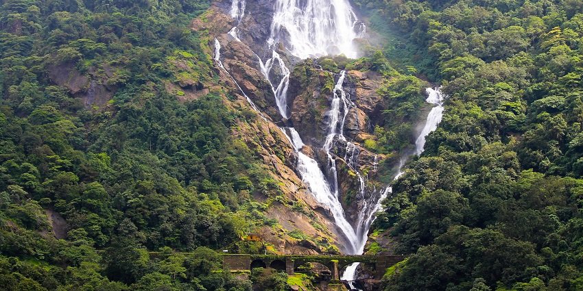 Dudhsagar Waterfalls is one of the most beautiful places to visit in South Goa with family.