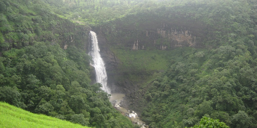 Dugarwadi Waterfall near Trimbakeshwar features stunning cascades and lush trails