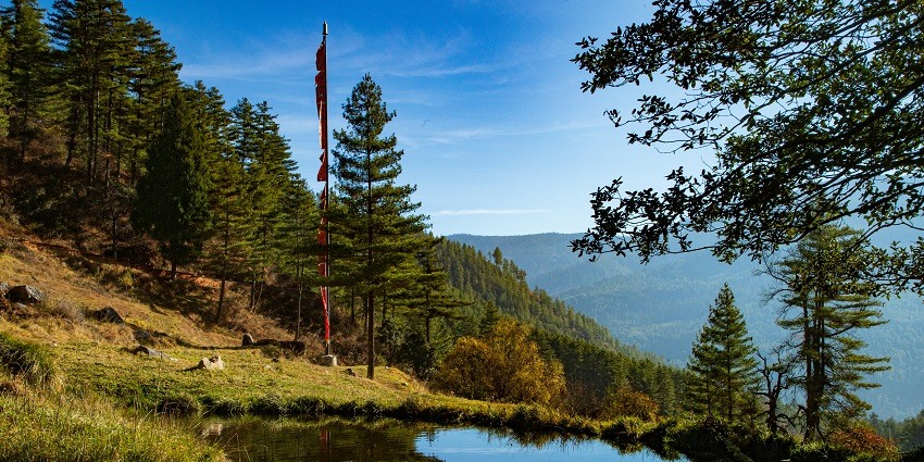 Panoramic view of Lhakhang, Bhutan, showcasing its lush landscapes, a highlight for tourists