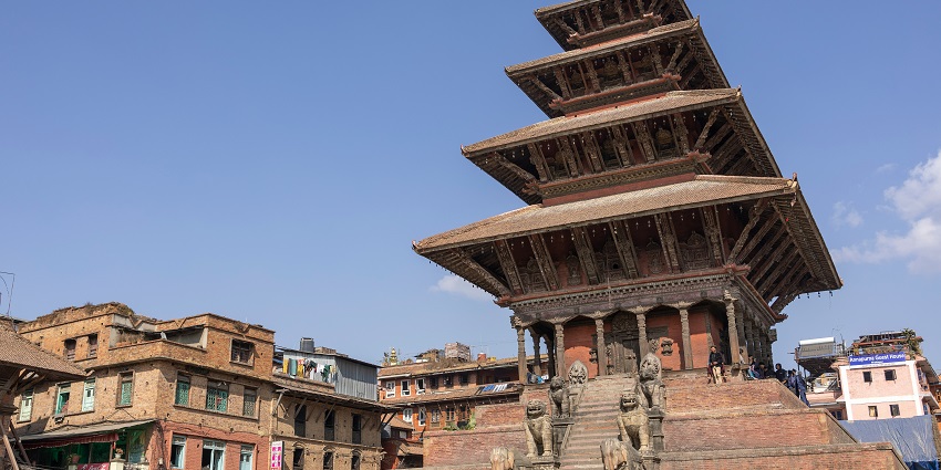 A panoramic view of Durbar Square, showcasing historic architecture and vibrant culture.