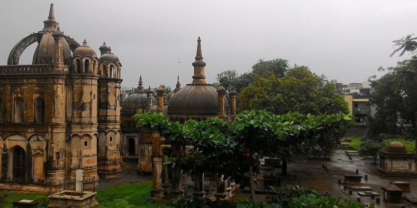 The view of Dutch Cemetery under a cloudy sky after a heavy rain
