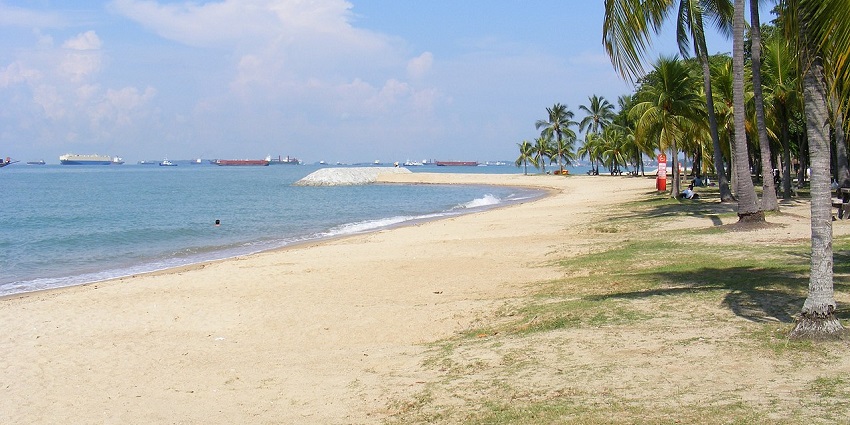 Beach at East Coast Park offers stunning vistas to visitors with a charming atmosphere.